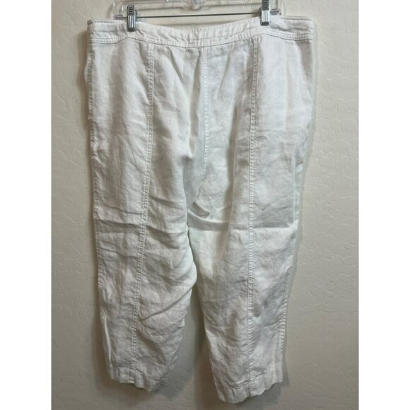 Tommy Bahama Sz 16 White 100% Linen Pants With Adjustable Tie Waist - Picture 5 of 9